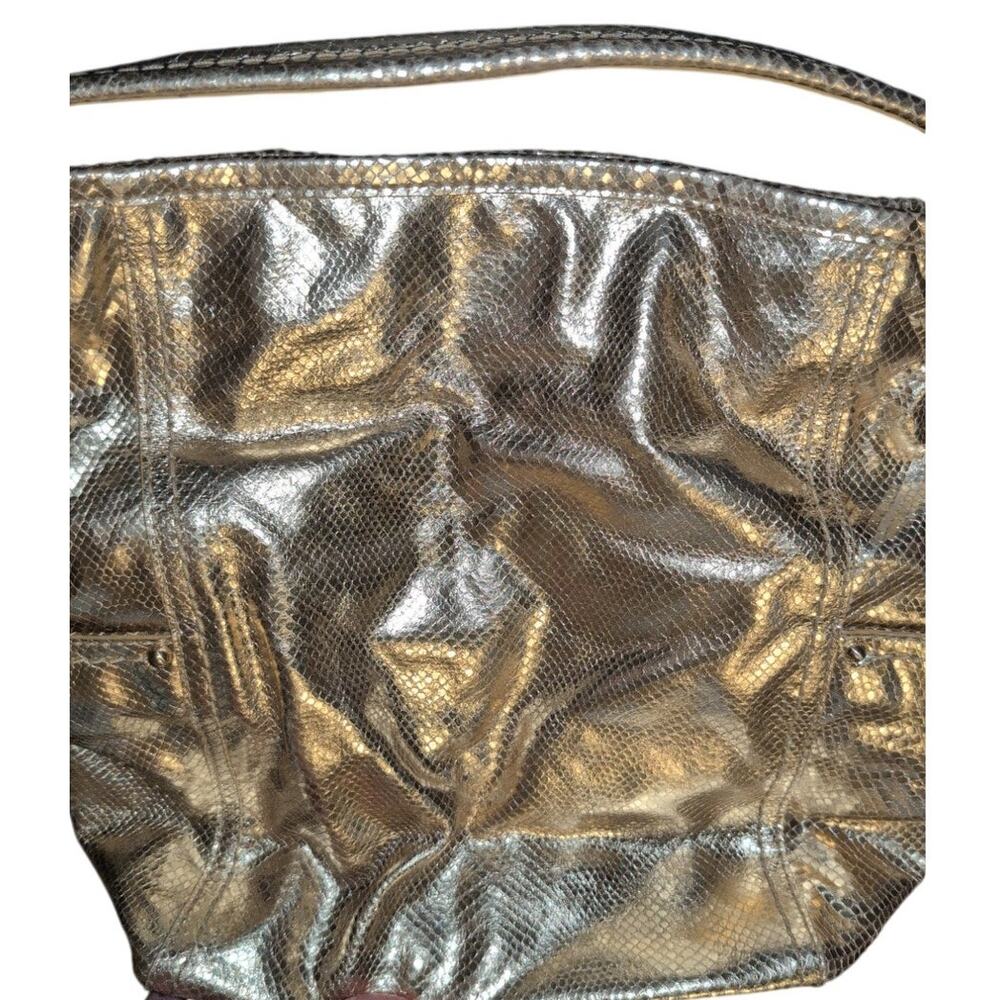 Cole Haan Gold Metallic Leather Hobo Shoulder Bag Purse - Picture 7 of 9